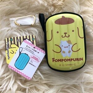 Sanrio Japan Hard Shell Mini Zipper Case Pompompurin Yellow